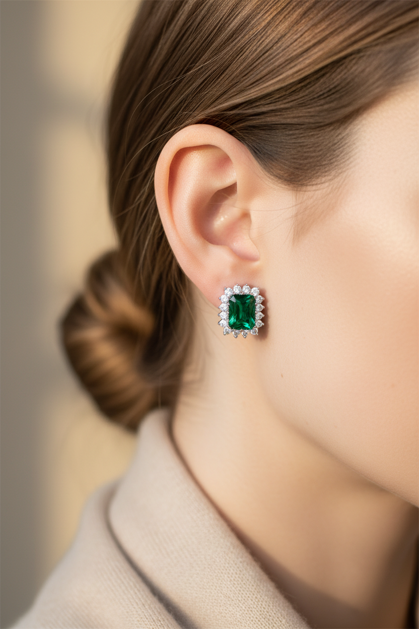 9 CT White Gold Emerald Pendant