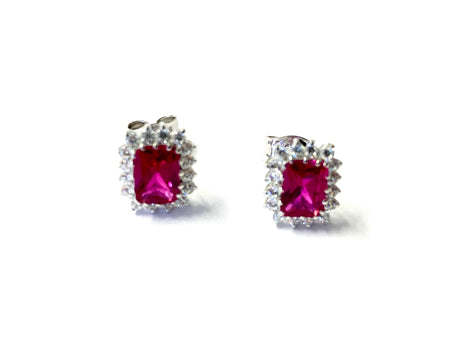 9 CT White Gold Ruby Earring.