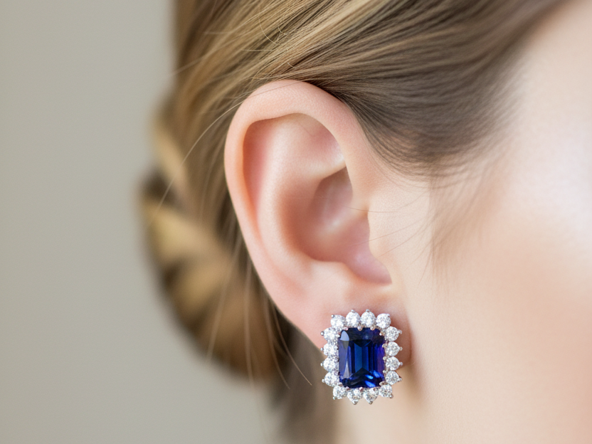 9 CT White Gold Sapphire Earring.