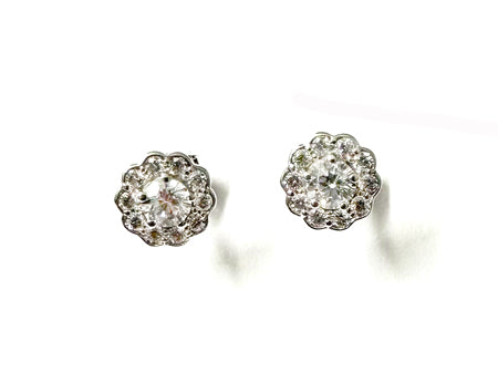 9 CT White Gold Cz Earring.