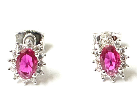 9 CT White Gold Ruby Cz Earring.7X5