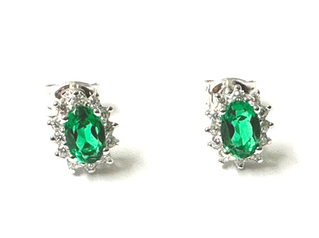 9 CT White Gold Emerald Cz Earring.6X4