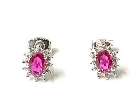 9 CT White Gold Ruby Cz Earring.6X4