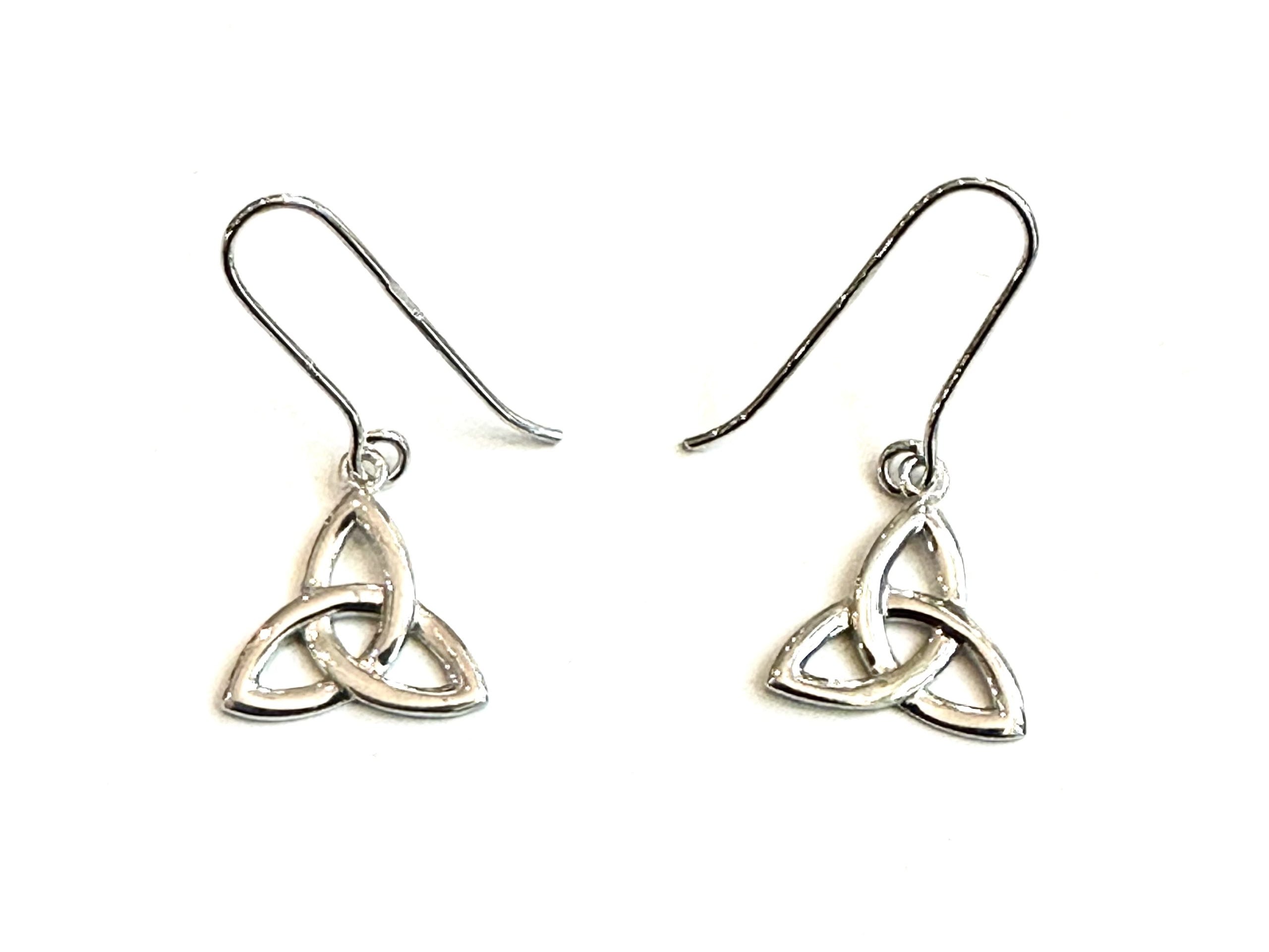 9 CT White Gold Trinity Knot Drop Earrings