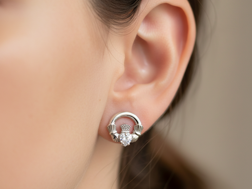 9 CT White Gold Alexandrite Cz Birthstone Earrings