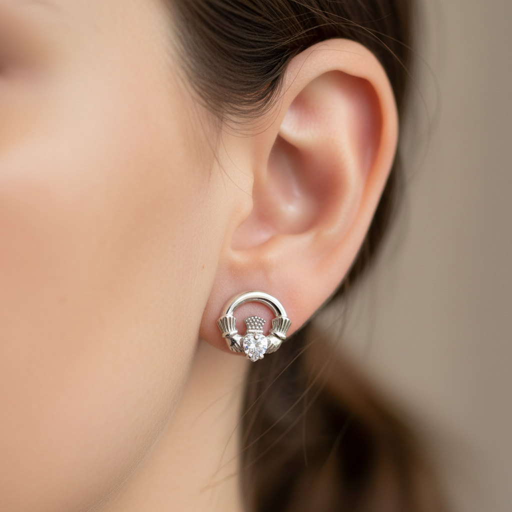 9 CT White Gold Alexandrite Cz Birthstone Earrings