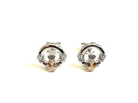 9 CT White Gold Champagne Cz Birthstone Earrings
