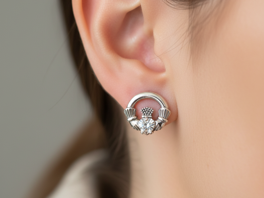 9 CT White Gold Champagne Cz Birthstone Earrings