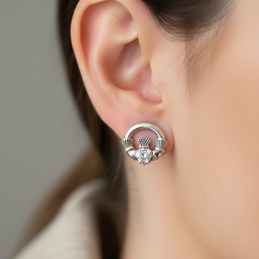 9 CT White Gold Champagne Cz Birthstone Earrings