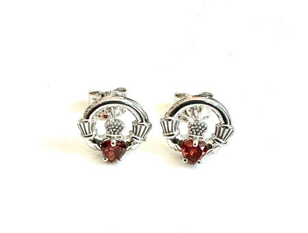 9 CT White Gold Garnet Cz Birthstone Earrings