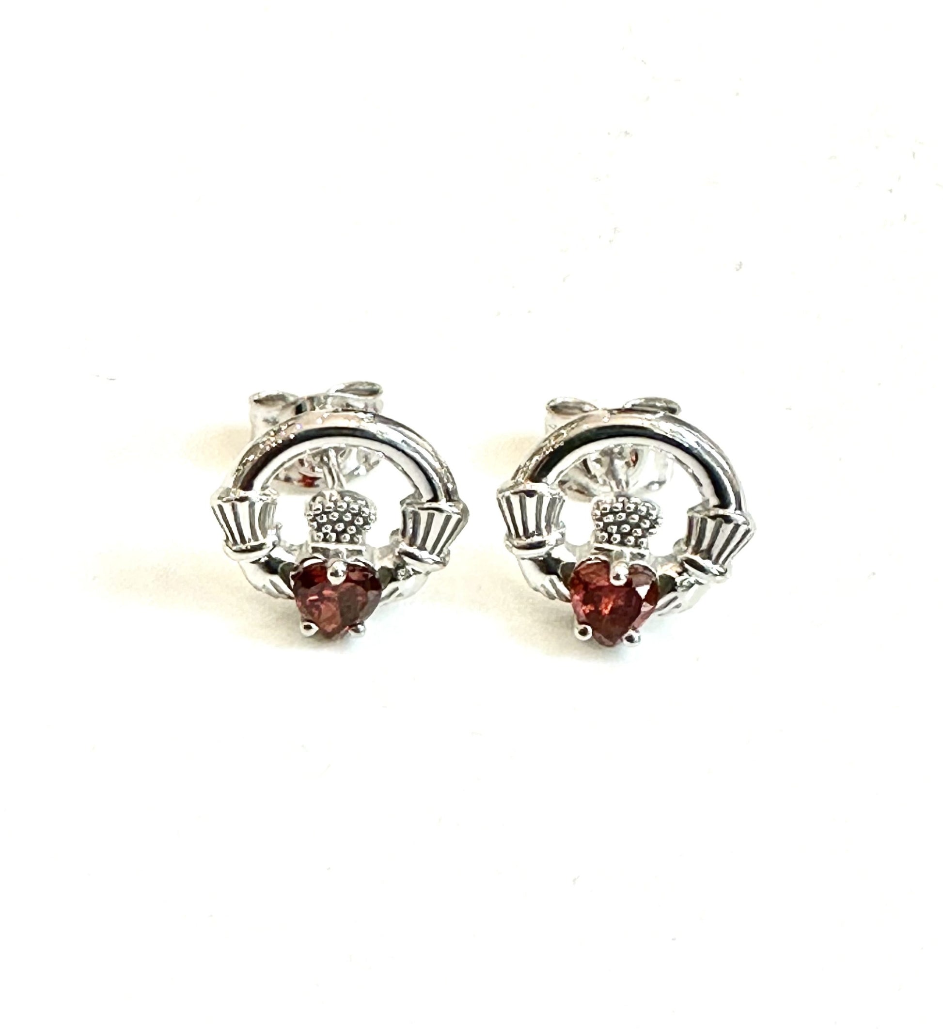 9 CT White Gold Garnet Cz Birthstone Earrings