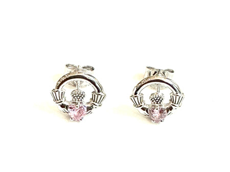 9 CT White Gold Pink Cz Birthstone Earrings
