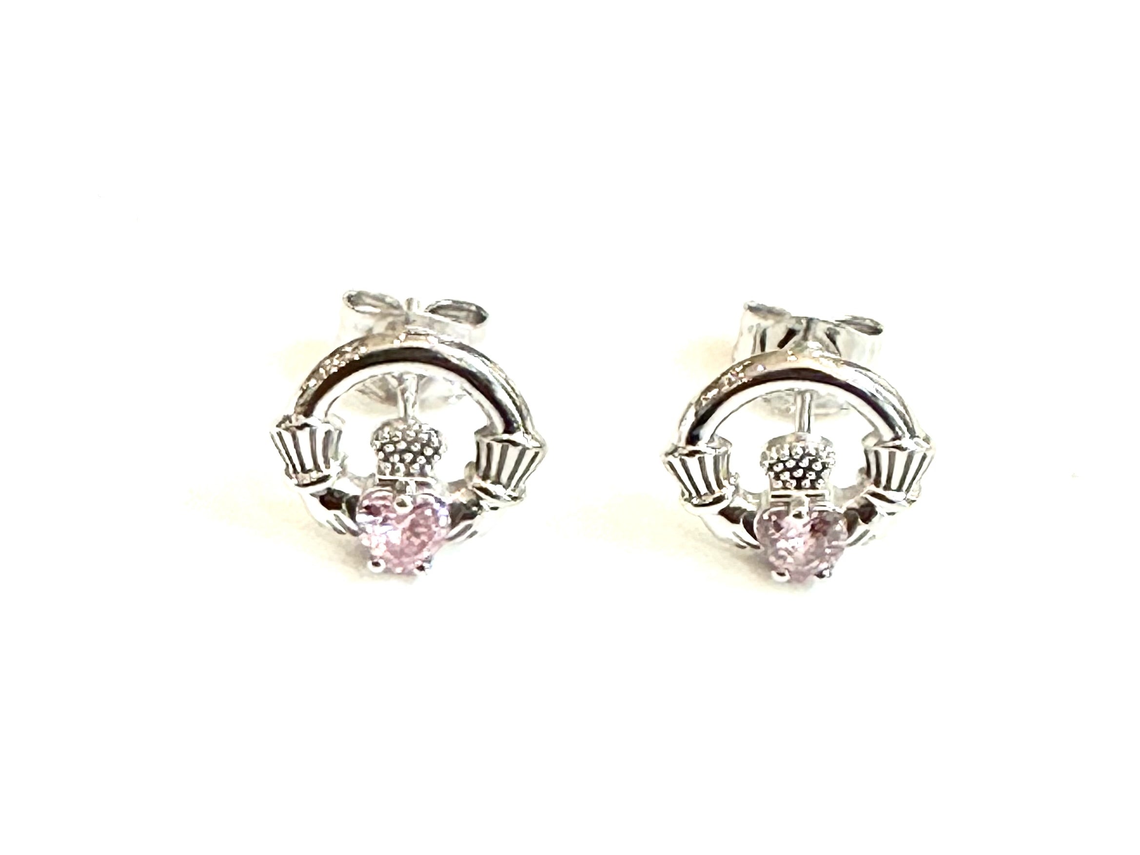 9 CT White Gold Pink Cz Birthstone Earrings