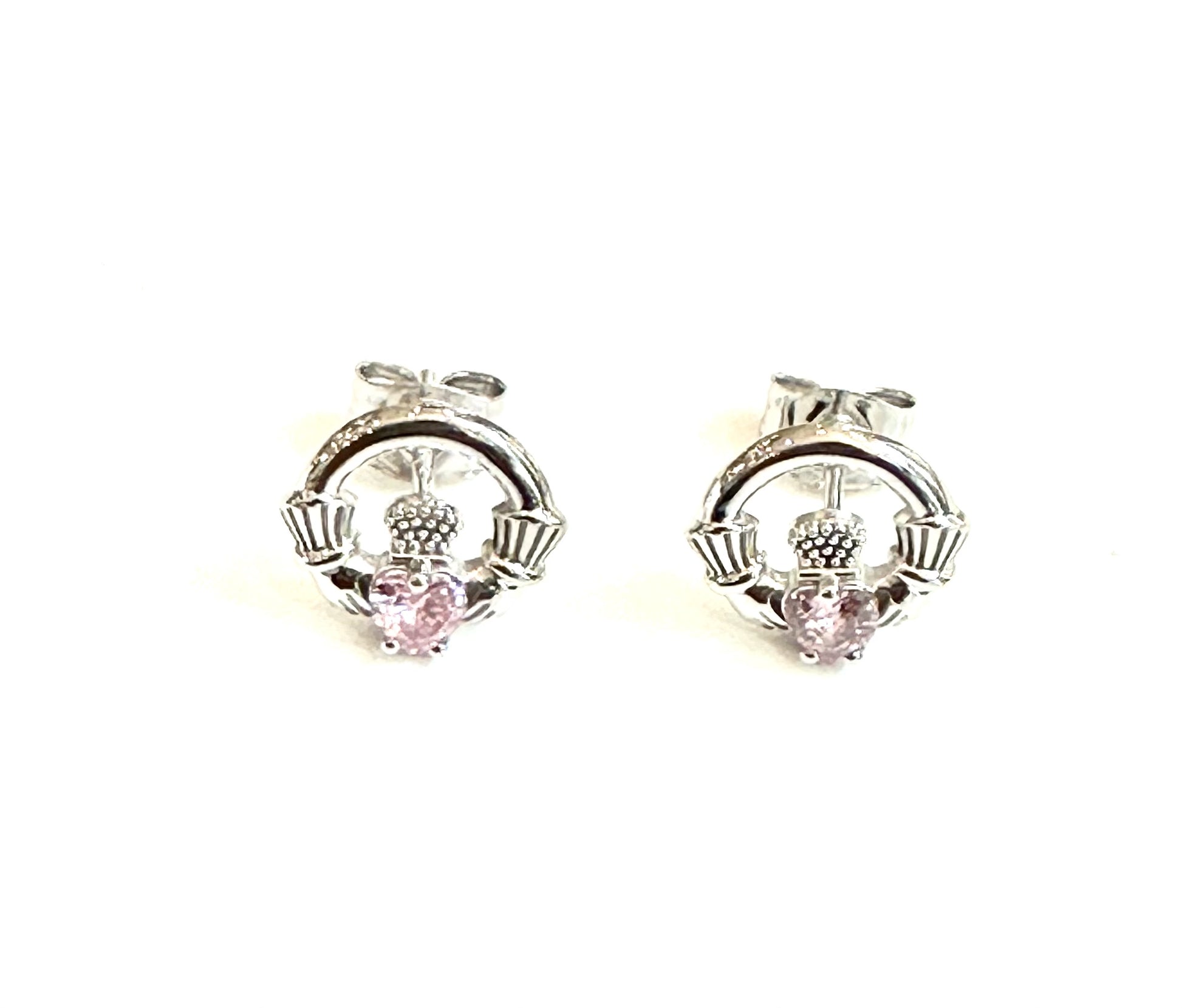 9 CT White Gold Pink Cz Birthstone Earrings