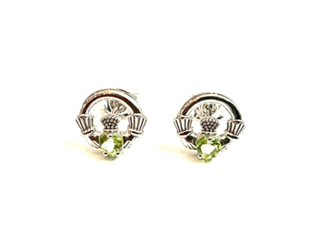 9 CT White Gold Peridot Cz Birthstone Earrings