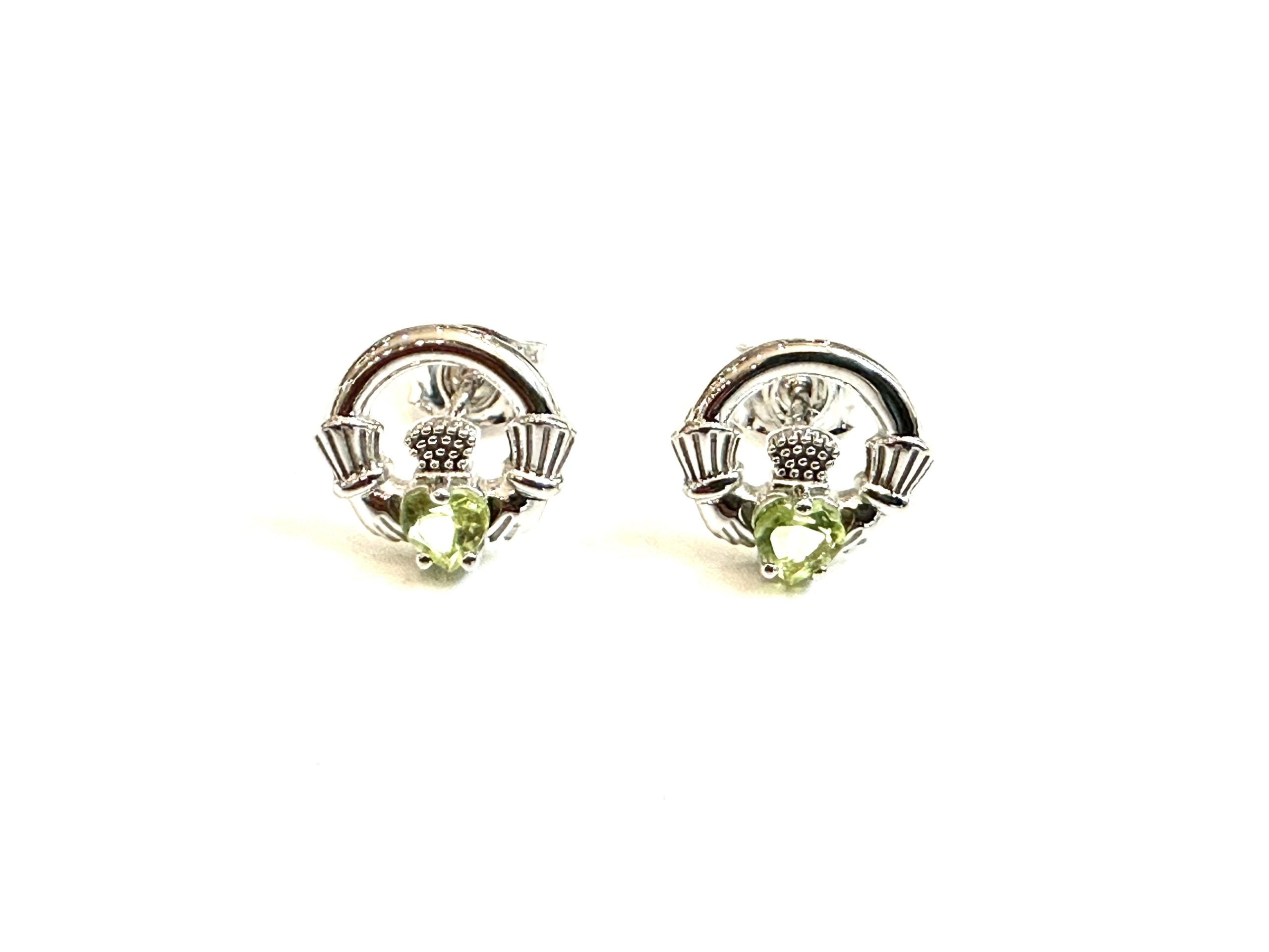 9 CT White Gold Peridot Cz Birthstone Earrings