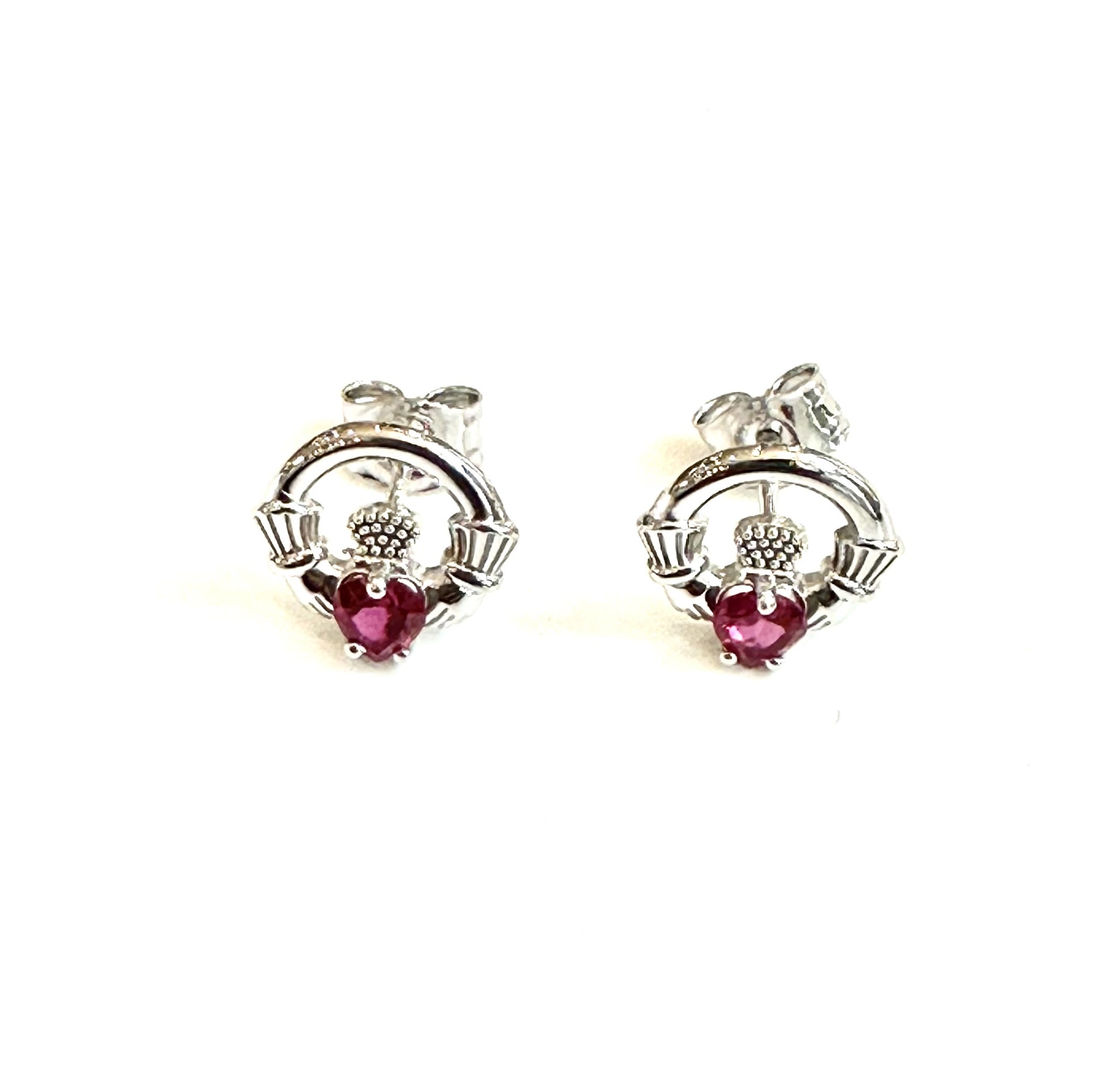 9 CT White Gold Ruby Cz Birthstone Earrings