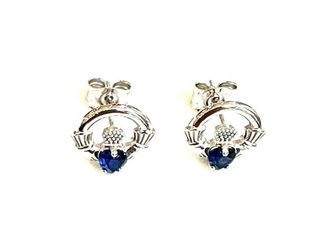 9 CT White Gold Sapphire Cz Birthstone Earrings