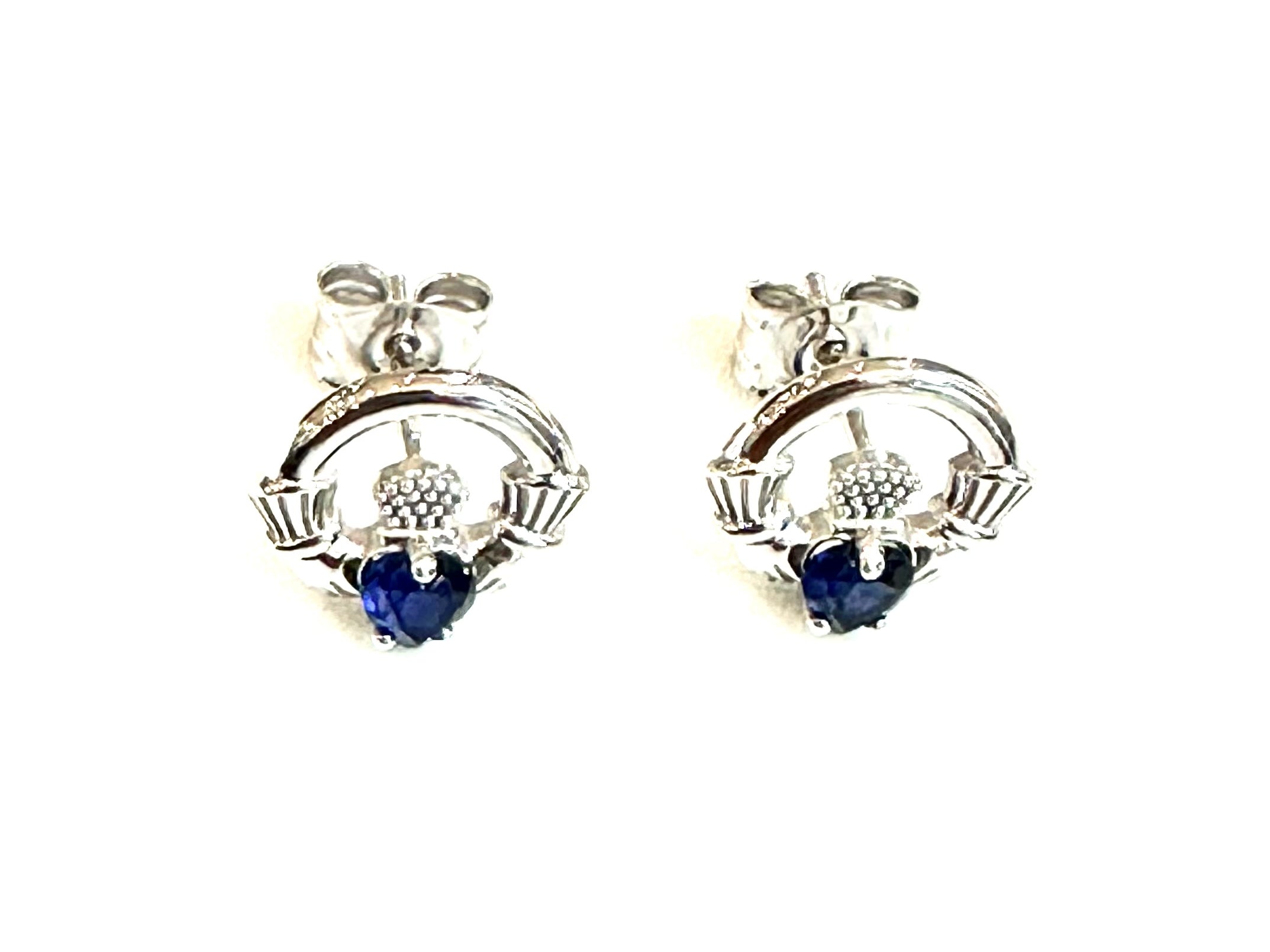 9 CT White Gold Sapphire Cz Birthstone Earrings