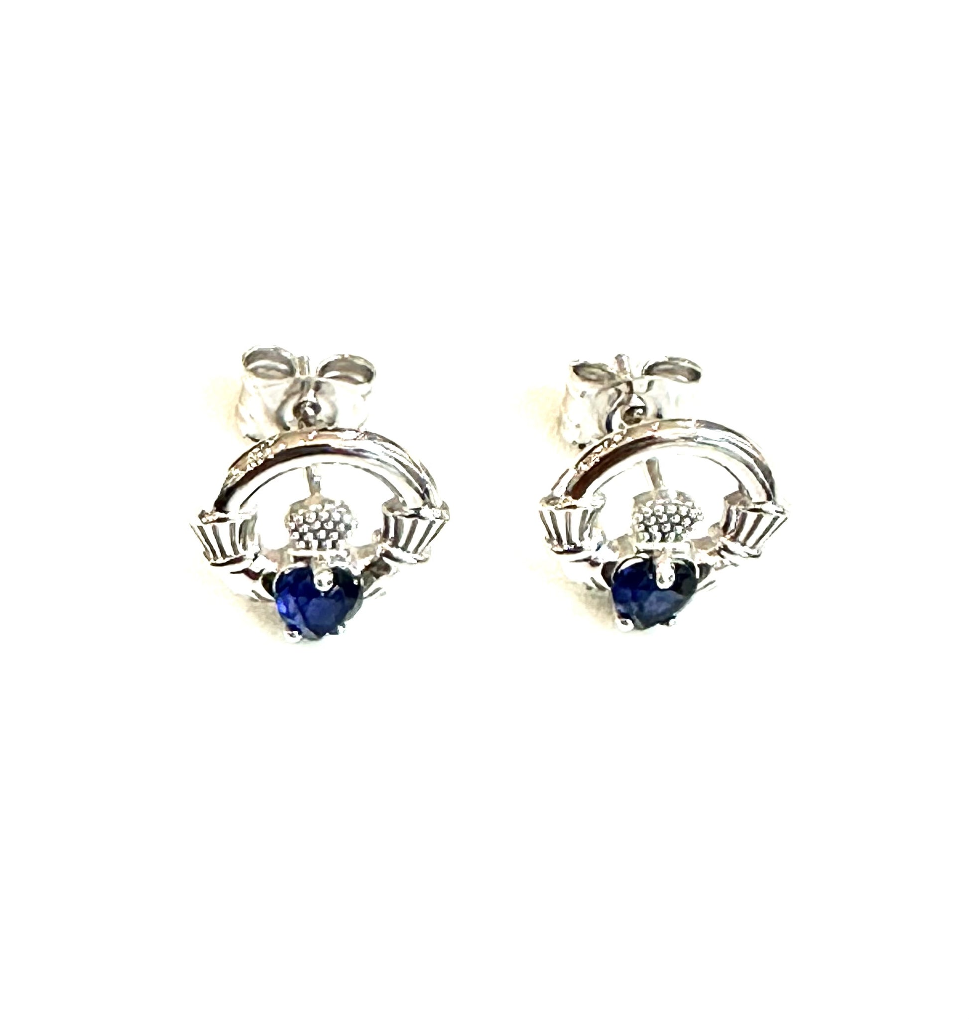 9 CT White Gold Sapphire Cz Birthstone Earrings