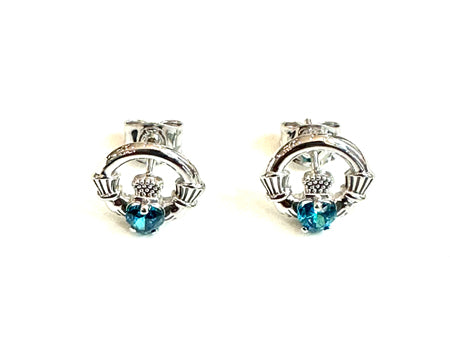 9 CT White Gold Topaz Cz Birthstone Earrings