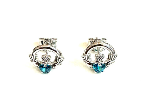 9 CT White Gold Topaz Cz Birthstone Earrings
