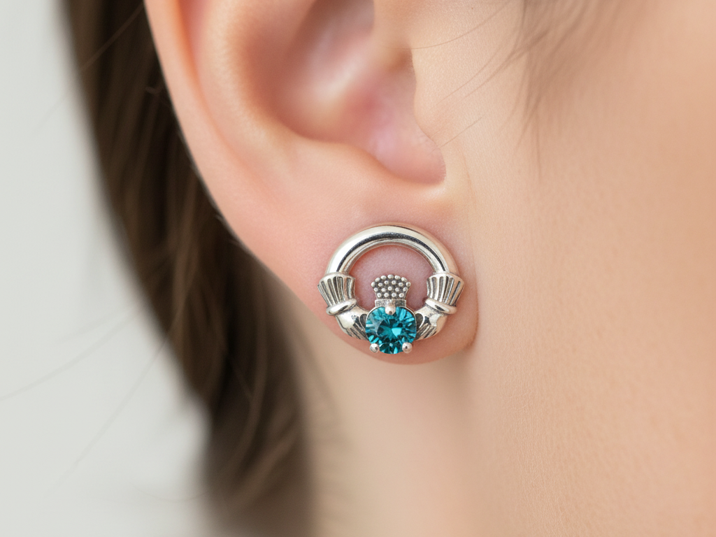 9 CT White Gold Topaz Cz Birthstone Earrings