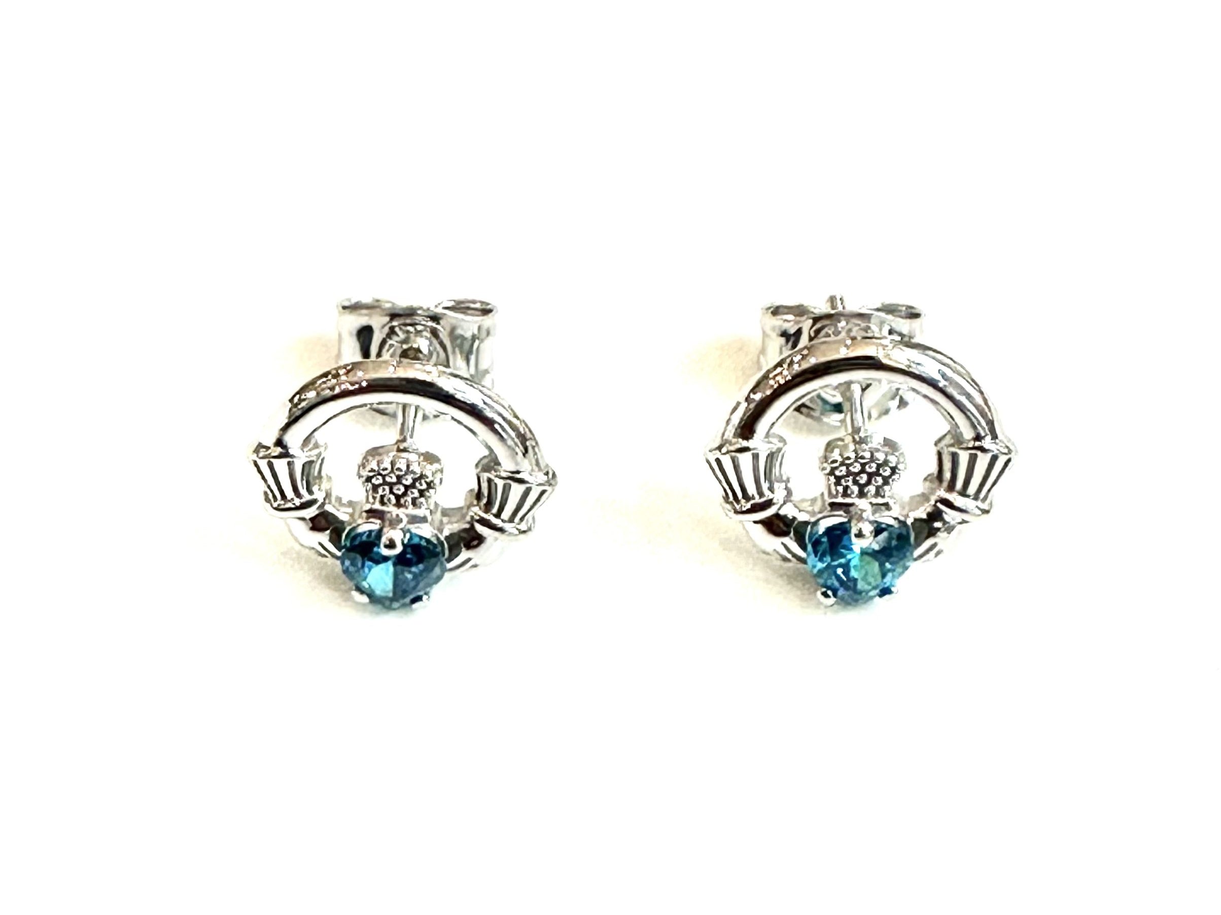 9 CT White Gold Topaz Cz Birthstone Earrings