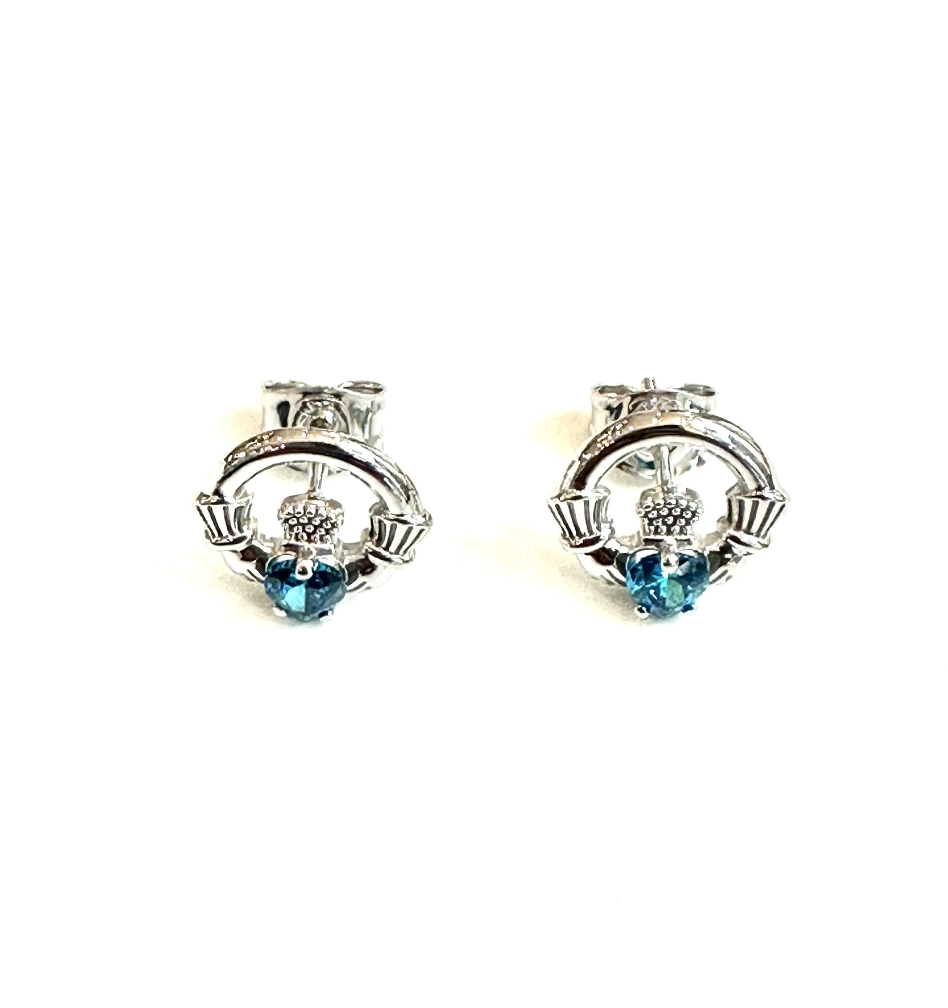9 CT White Gold Topaz Cz Birthstone Earrings
