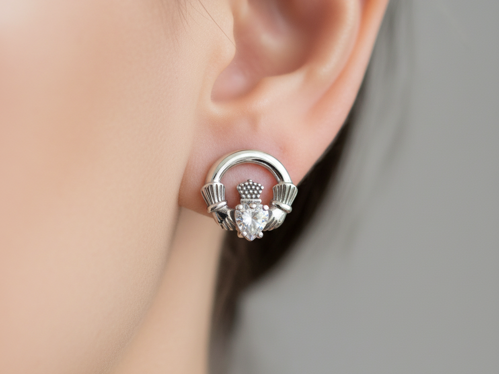 9 CT White Gold Cz Birthstone Earrings