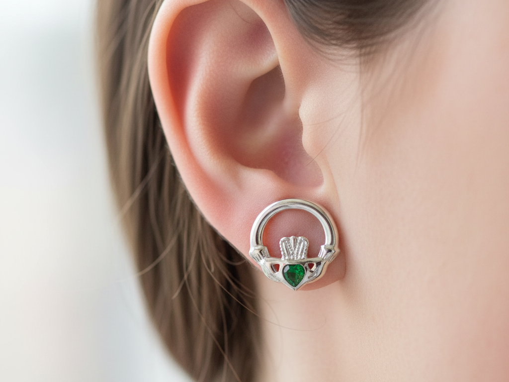 9 CT White Gold Earring.