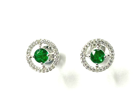9 CT White Gold Emerald Cz Earring.