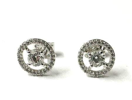 9 CT White Gold Cz Earring.