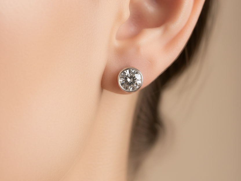 9 CT White Gold Cz Earring.