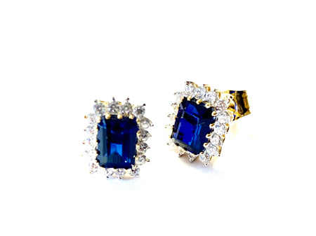 9 CT Yellow Gold Sapphire Earring