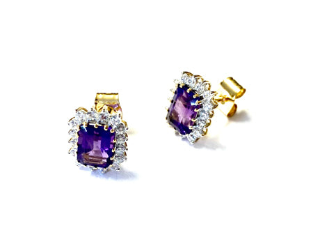 9 CT Yellow Gold Amethyst Earring