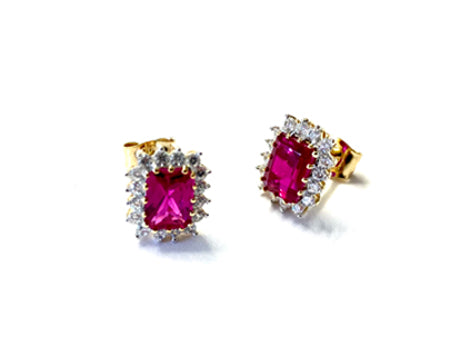 9 CT Yellow Gold Ruby Earring