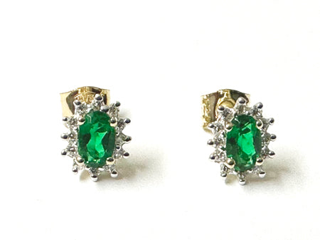 9 CT Yellow Gold Emerald Cz Earring.7X5