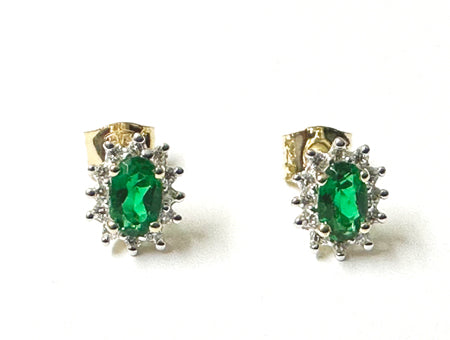 9 CT Yellow Gold Emerald Cz Earring.7X5