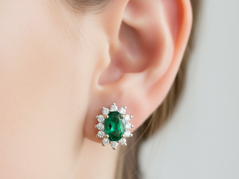 9 CT Yellow Gold Emerald Cz Earring.7X5