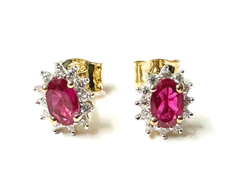 9 CT Yellow Gold Ruby Cz Earring.7X5