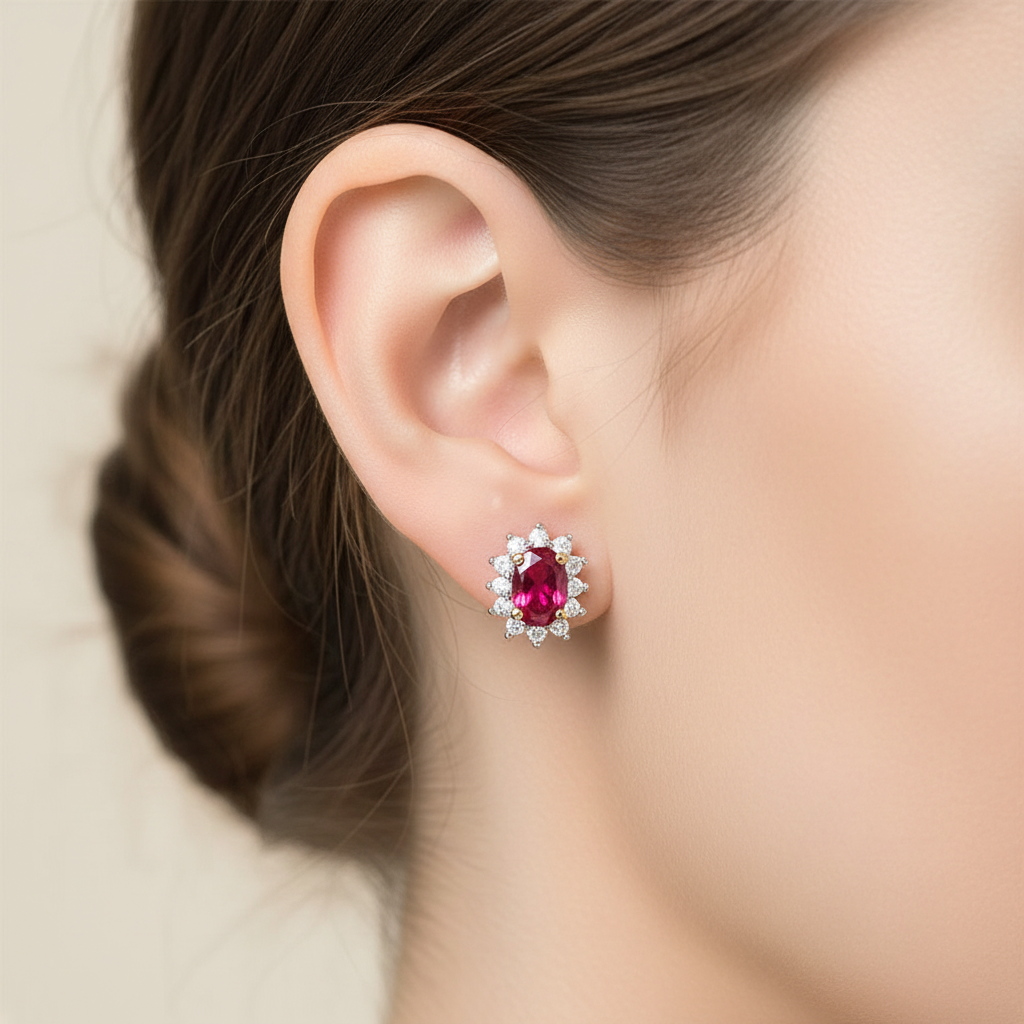 9 CT Yellow Gold Ruby Cz Pendant.Stone Size 7×5 mm