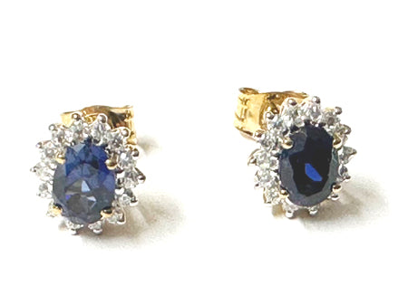 9 CT Yellow Gold Sapphire Cz Earring.7X5