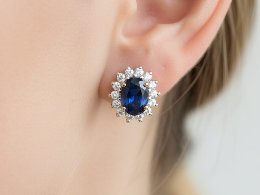 9 CT Yellow Gold Sapphire Cz Earring.7X5