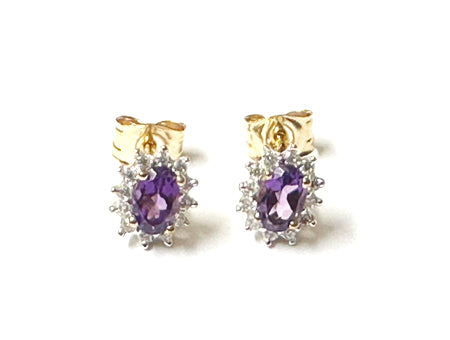 9 CT Yellow Gold Amethyst Cz Pendant Chained 7×5