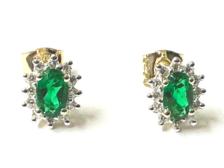 9 CT Yellow Gold Emerald Cz Earring.6X4