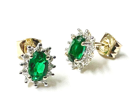 9 CT Yellow Gold Emerald Cz Earring.7X5