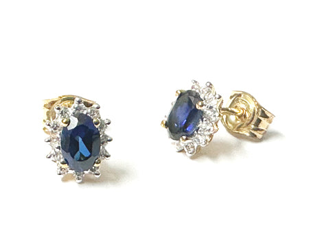 9 CT Yellow Gold Sapphire Cz Earring.7X5