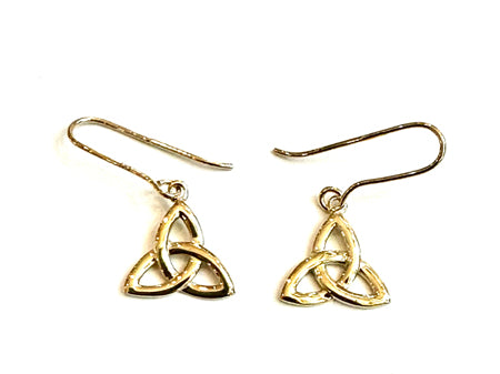 9 CT Yellow Gold Trinity Knot Drop Earrings
