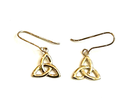 9 CT Yellow Gold Trinity Knot Drop Earrings